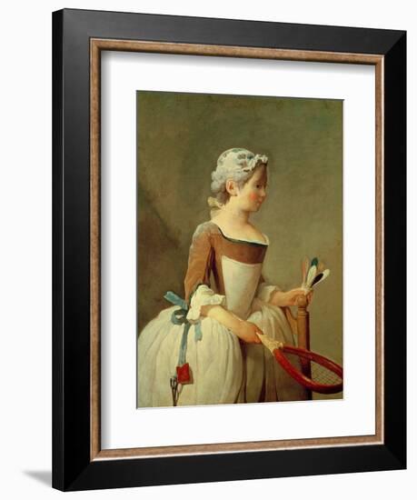 Girl with Racket and Shuttlecock, c.1740-Jean-Baptiste Simeon Chardin-Framed Giclee Print