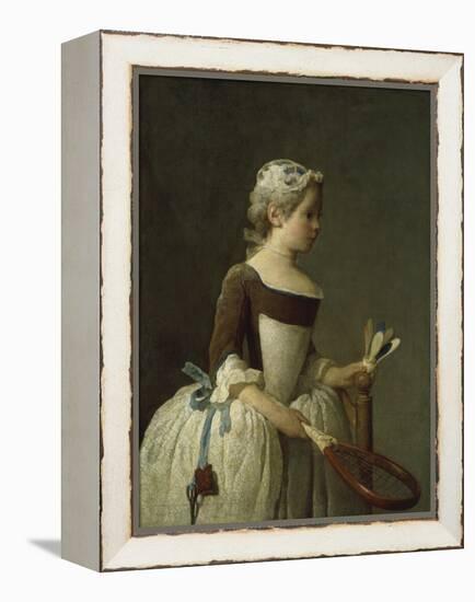 Girl with Racket and Shuttlecock, c.1740-Jean-Baptiste Simeon Chardin-Framed Premier Image Canvas