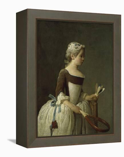 Girl with Racket and Shuttlecock, c.1740-Jean-Baptiste Simeon Chardin-Framed Premier Image Canvas