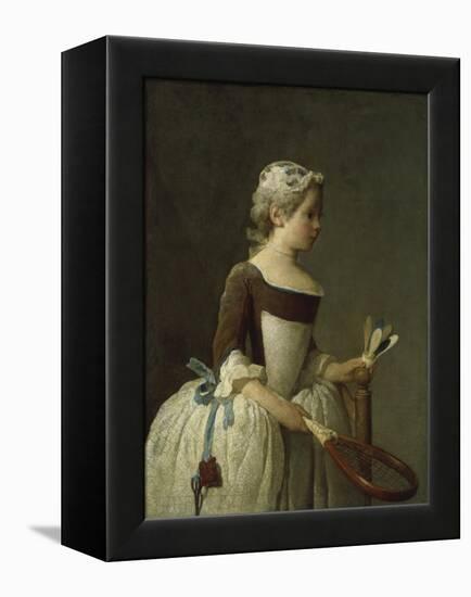 Girl with Racket and Shuttlecock, c.1740-Jean-Baptiste Simeon Chardin-Framed Premier Image Canvas