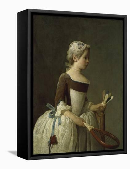 Girl with Racket and Shuttlecock, c.1740-Jean-Baptiste Simeon Chardin-Framed Premier Image Canvas