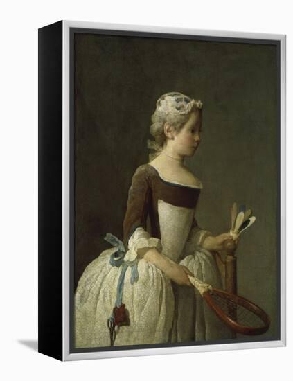 Girl with Racket and Shuttlecock, c.1740-Jean-Baptiste Simeon Chardin-Framed Premier Image Canvas