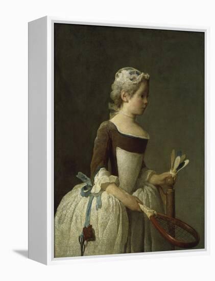 Girl with Racket and Shuttlecock, c.1740-Jean-Baptiste Simeon Chardin-Framed Premier Image Canvas