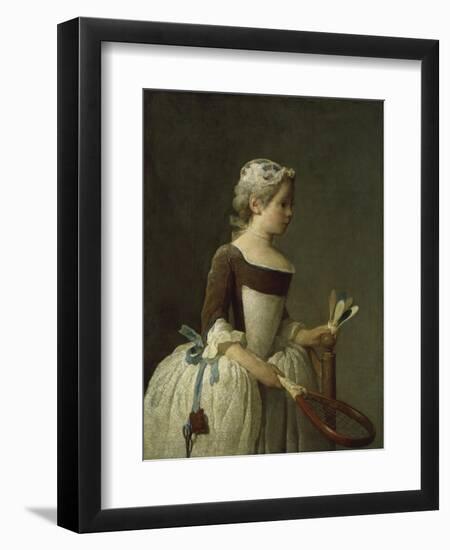 Girl with Racket and Shuttlecock, c.1740-Jean-Baptiste Simeon Chardin-Framed Giclee Print