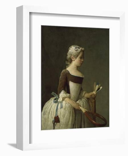 Girl with Racket and Shuttlecock, c.1740-Jean-Baptiste Simeon Chardin-Framed Giclee Print