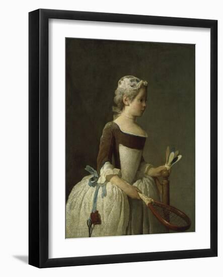 Girl with Racket and Shuttlecock, c.1740-Jean-Baptiste Simeon Chardin-Framed Giclee Print