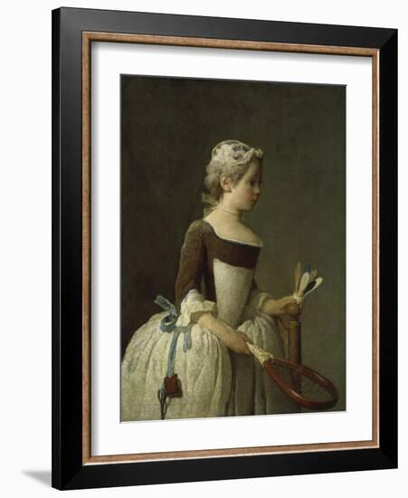 Girl with Racket and Shuttlecock, c.1740-Jean-Baptiste Simeon Chardin-Framed Giclee Print