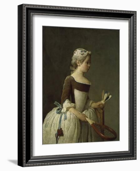 Girl with Racket and Shuttlecock, c.1740-Jean-Baptiste Simeon Chardin-Framed Giclee Print