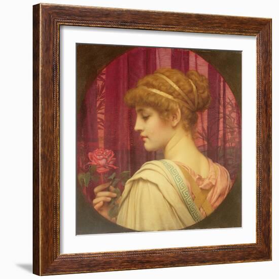 Girl with Red Rose-John William Godward-Framed Giclee Print