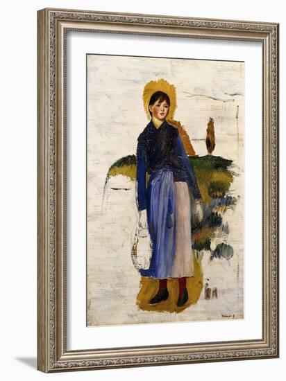 Girl with Red Stockings, 1886-Pierre-Auguste Renoir-Framed Giclee Print