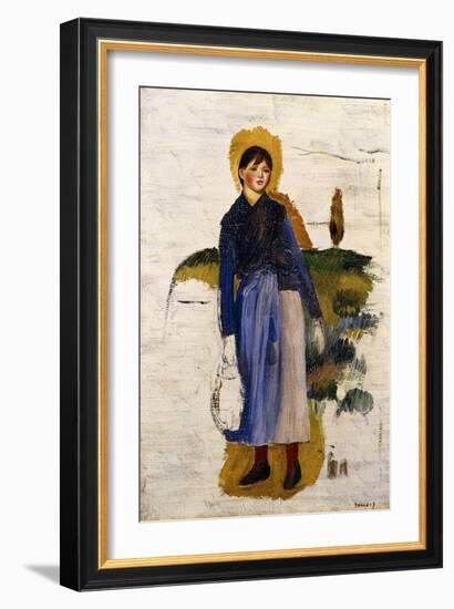 Girl with Red Stockings, 1886-Pierre-Auguste Renoir-Framed Giclee Print