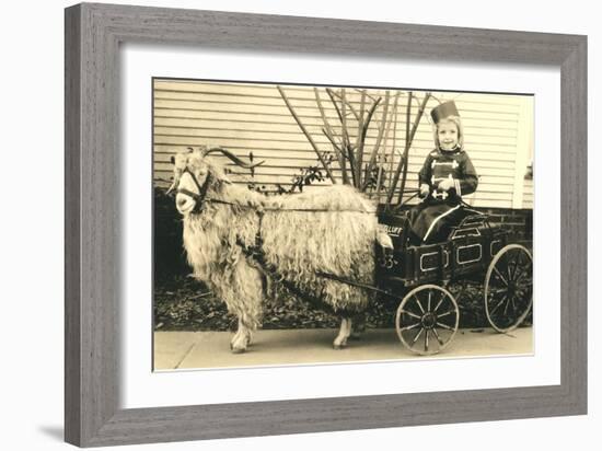 Girl with Ringlets in Goat Cart-null-Framed Art Print