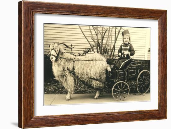 Girl with Ringlets in Goat Cart-null-Framed Art Print