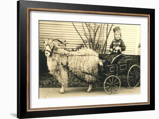 Girl with Ringlets in Goat Cart-null-Framed Art Print