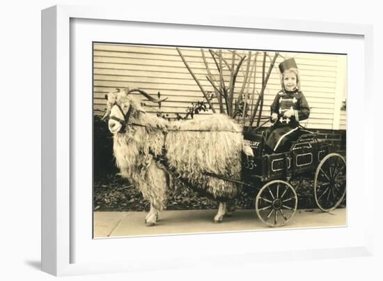 Girl with Ringlets in Goat Cart-null-Framed Art Print