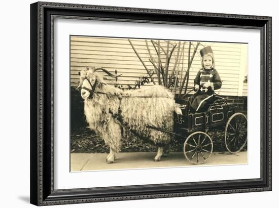 Girl with Ringlets in Goat Cart-null-Framed Art Print