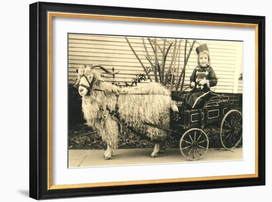 Girl with Ringlets in Goat Cart-null-Framed Art Print