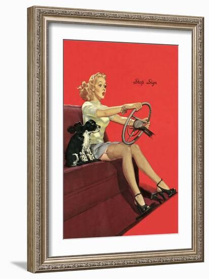 Girl with Steering Wheel-null-Framed Art Print