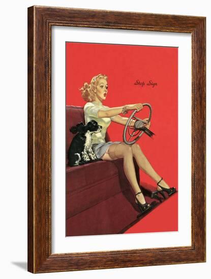 Girl with Steering Wheel-null-Framed Art Print