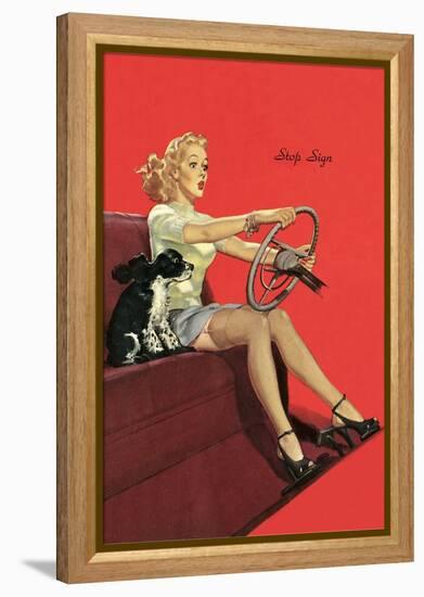 Girl with Steering Wheel-null-Framed Stretched Canvas