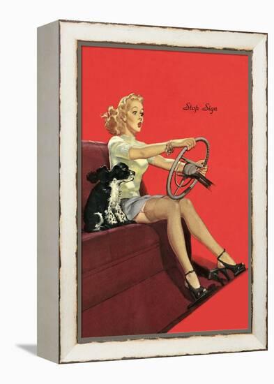 Girl with Steering Wheel-null-Framed Stretched Canvas