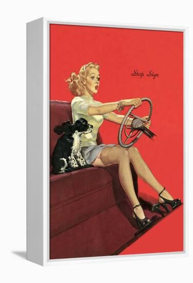 Girl with Steering Wheel-null-Framed Stretched Canvas