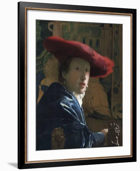 Girl with the Red Hat, c.1665-66-Jan Vermeer-Framed Premium Giclee Print