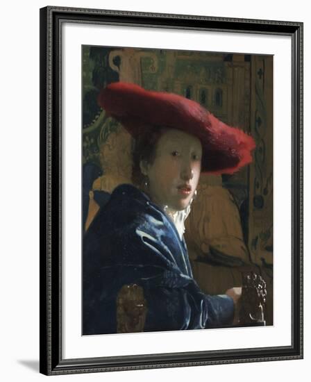 Girl with the Red Hat, c.1665-66-Jan Vermeer-Framed Premium Giclee Print