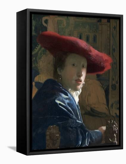 Girl with the Red Hat, C. 1665-66-Johannes Vermeer-Framed Stretched Canvas