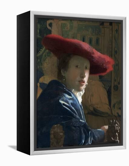 Girl with the Red Hat, C. 1665-66-Johannes Vermeer-Framed Stretched Canvas