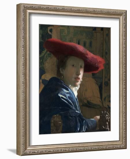 Girl with the Red Hat, C. 1665-66-Johannes Vermeer-Framed Art Print