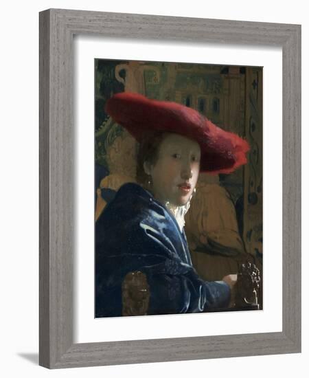 Girl with the Red Hat, C. 1665-66-Johannes Vermeer-Framed Art Print