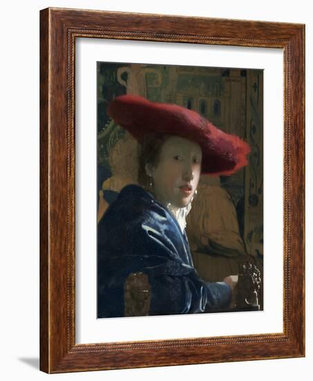 Girl with the Red Hat, C. 1665-66-Johannes Vermeer-Framed Art Print