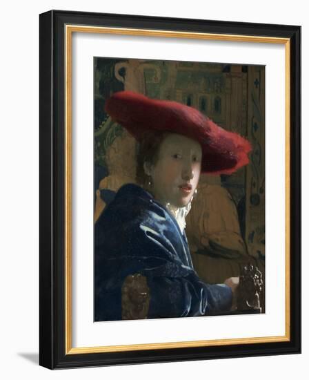 Girl with the Red Hat, C. 1665-66-Johannes Vermeer-Framed Art Print