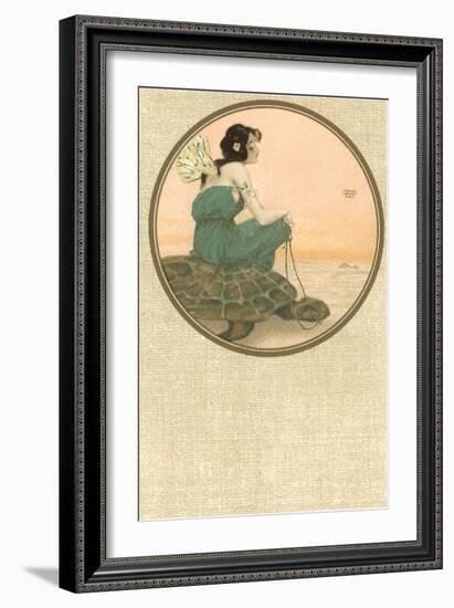 Girl with Tortoise, Art Nouveau-null-Framed Art Print