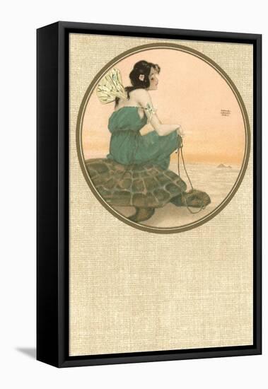 Girl with Tortoise, Art Nouveau-null-Framed Stretched Canvas