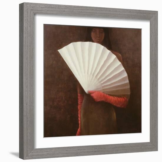 Girl with White Fan-Lincoln Seligman-Framed Giclee Print