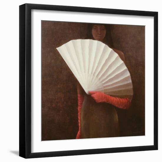 Girl with White Fan-Lincoln Seligman-Framed Giclee Print