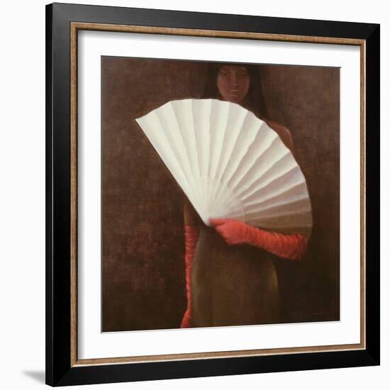 Girl with White Fan-Lincoln Seligman-Framed Giclee Print