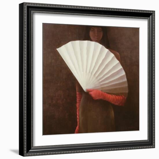 Girl with White Fan-Lincoln Seligman-Framed Giclee Print