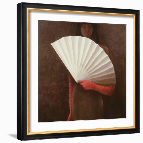 Girl with White Fan-Lincoln Seligman-Framed Giclee Print