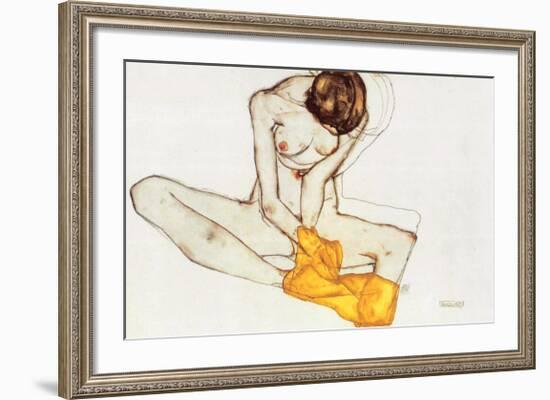 Girl with Yellow Scarf-Egon Schiele-Framed Art Print