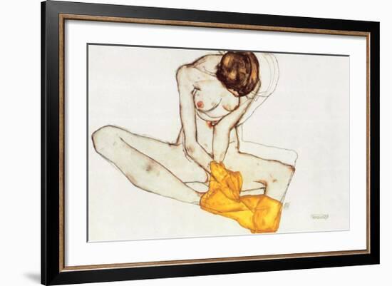 Girl with Yellow Scarf-Egon Schiele-Framed Art Print