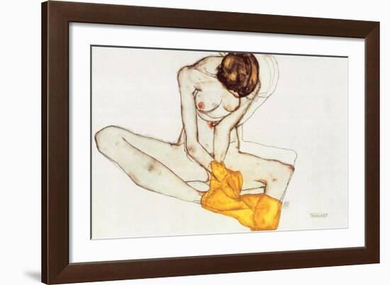 Girl with Yellow Scarf-Egon Schiele-Framed Art Print