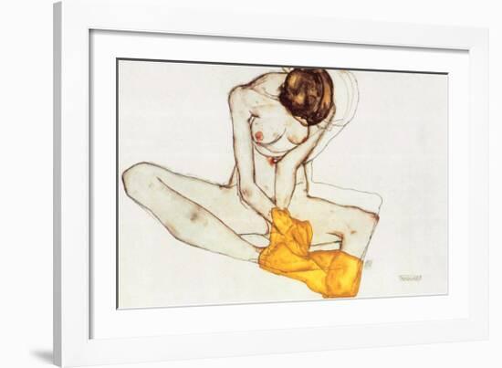 Girl with Yellow Scarf-Egon Schiele-Framed Art Print