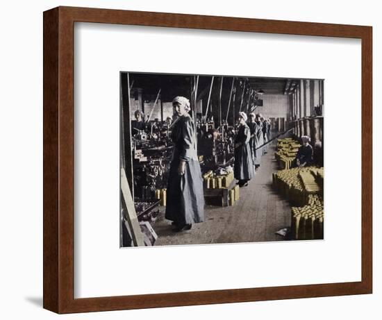 'Girl workers in a munitions factory', 1915-Unknown-Framed Photographic Print