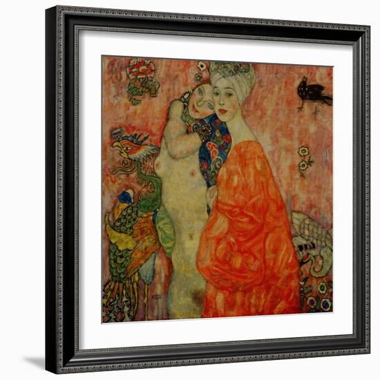 Girlfriends. Oil on canvas (1916-1917) 99 x 99 cm Destroyed by fire in 1945.-Gustav Klimt-Framed Giclee Print