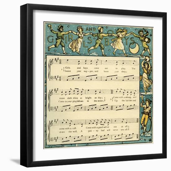 Girls and boys come out to play-Walter Crane-Framed Giclee Print