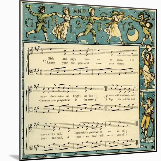 Girls and boys come out to play-Walter Crane-Mounted Giclee Print