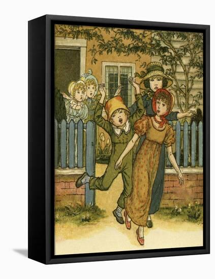 Girls and boys come-Kate Greenaway-Framed Premier Image Canvas